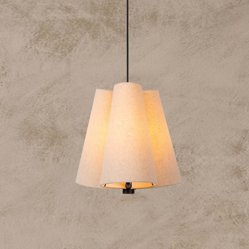 Lampada a sospensione beige in tessuto, Gregory