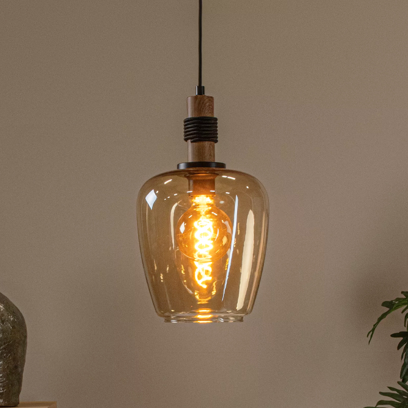 Lampada a sospensione retrò ambrata, Ilona