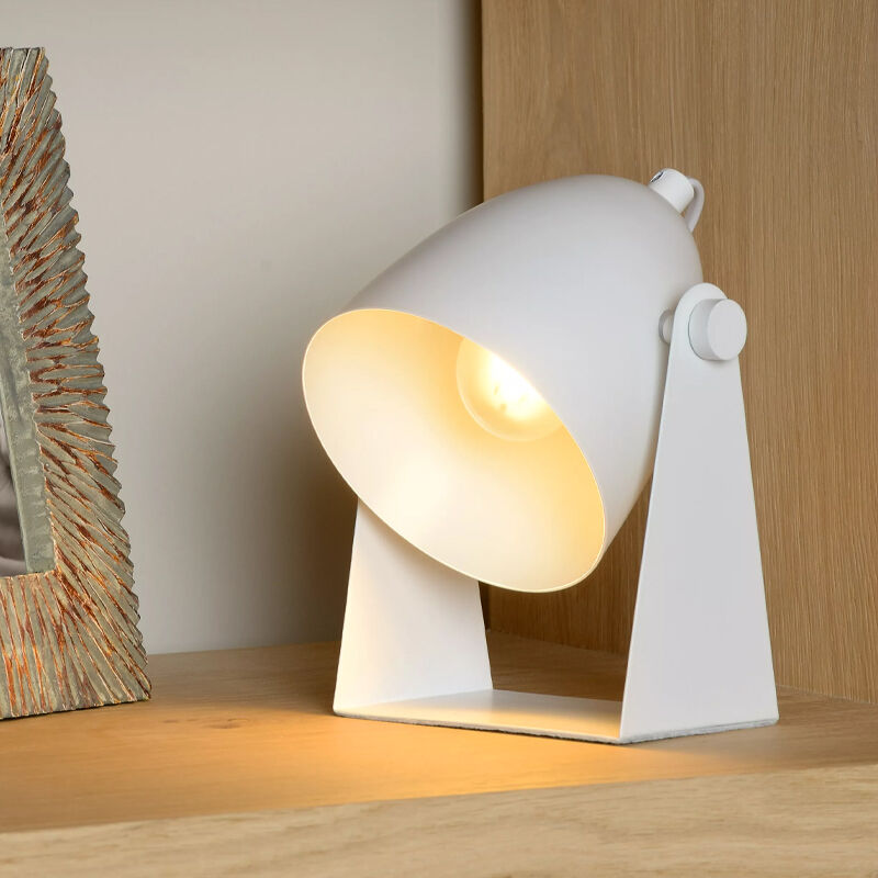 Lampada da tavolo moderna bianca, Chago, con interruttore