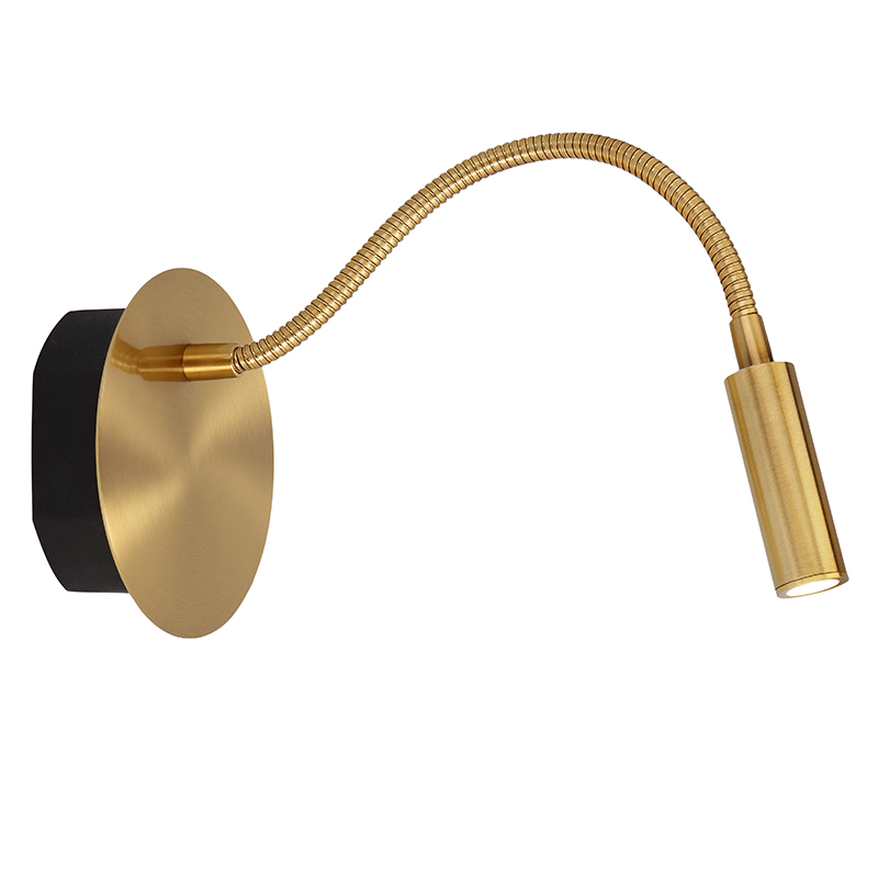 Lampada per camera da letto moderna dorata, Jolijn, 2W, 3000K LED, con interruttore