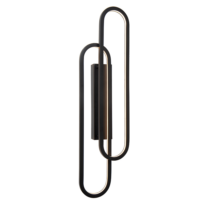 Applique da parete moderna nera, Thelma, 33W, dim to warm LED