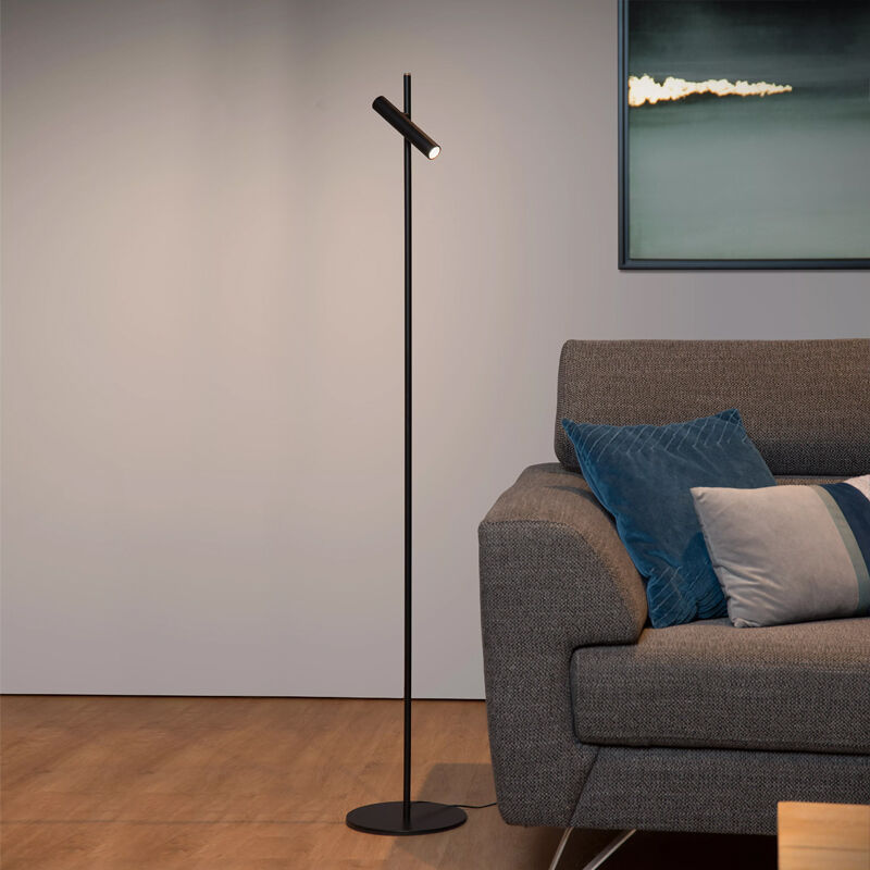Piantana da lettura da terra moderna nera, Philon, 4,5W, 3000K LED, controllo touch
