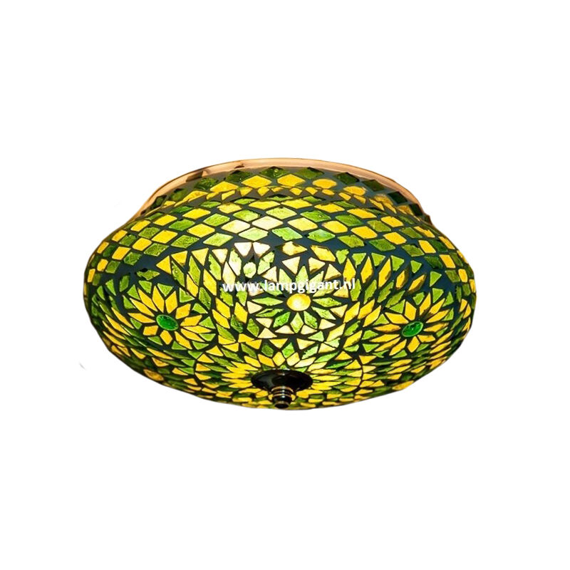 Plafoniera orientale verde in mosaico, Mimoun