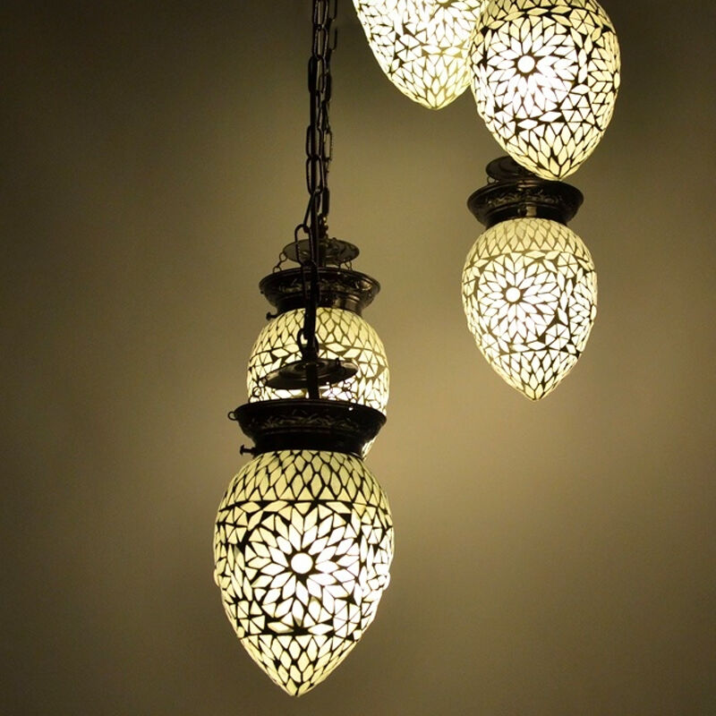 Lampada a sospensione orientale trasparente in mosaico, Amir