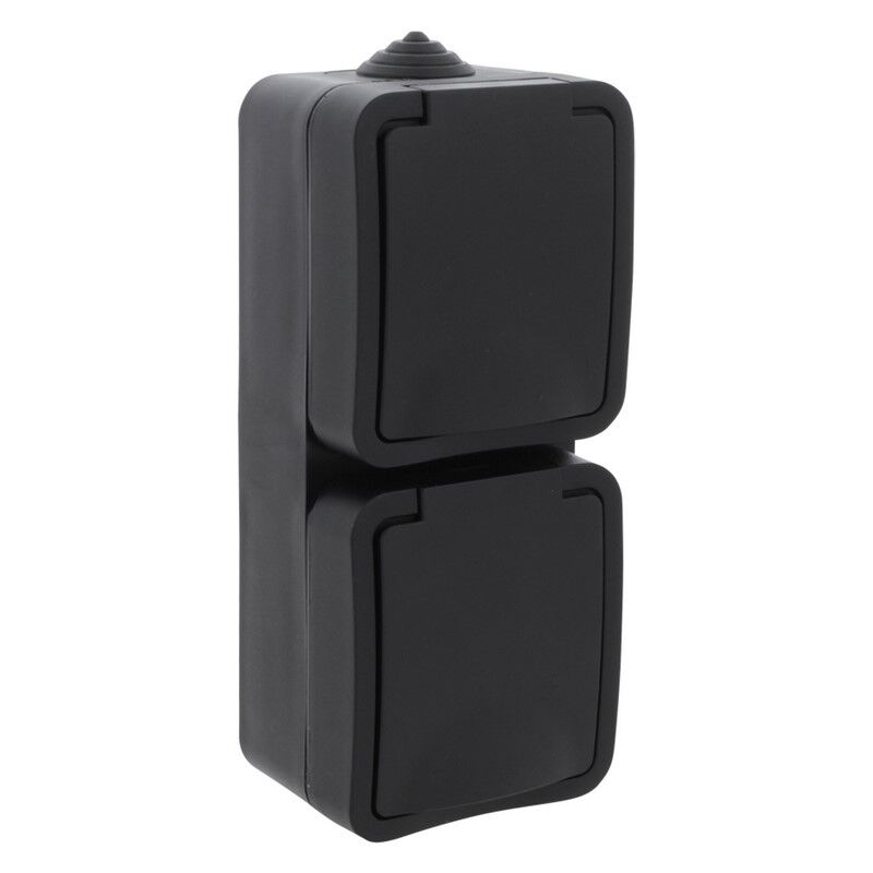 Presa Q-Link da parete a 2 vie, contatto di protezione, antispruzzo, verticale