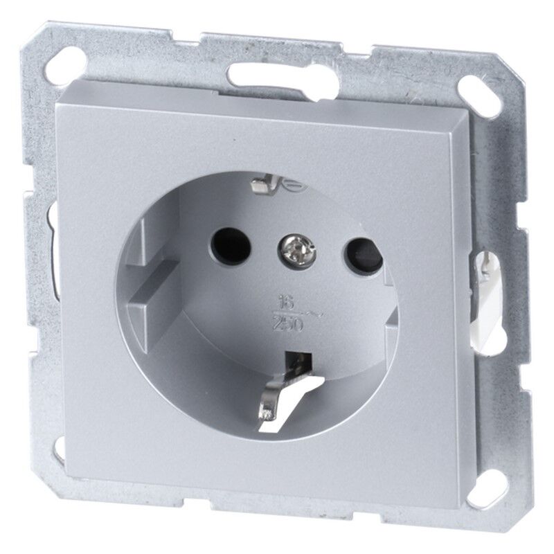 Q-Link S-Line Presa da incasso PG singola, colore grigio/alluminio
