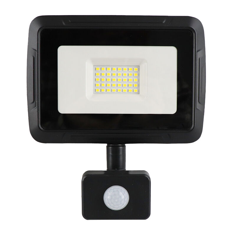 Riflettore con sensore nero in alluminio, Miro, 30W, 6000K LED, IP65