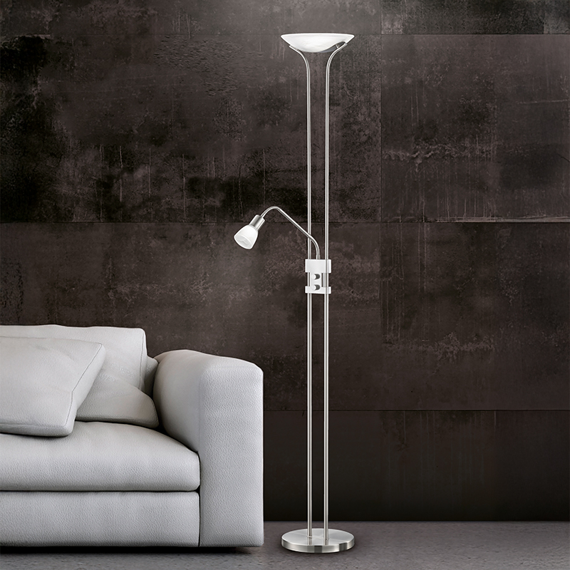 Lampada da terra classica in nichel, Selin, 4,5W, 3000K LED, con interruttore