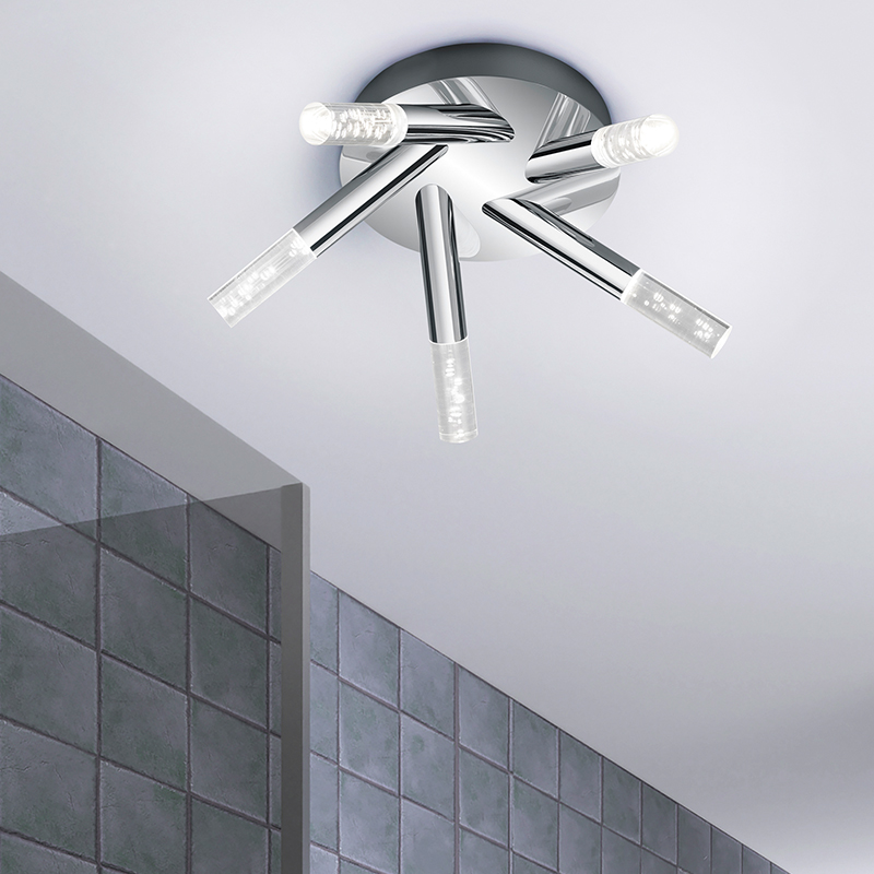 Lampada da soffitto da bagno design cromata, Delfina, 3,1W, 3000K LED, IP44