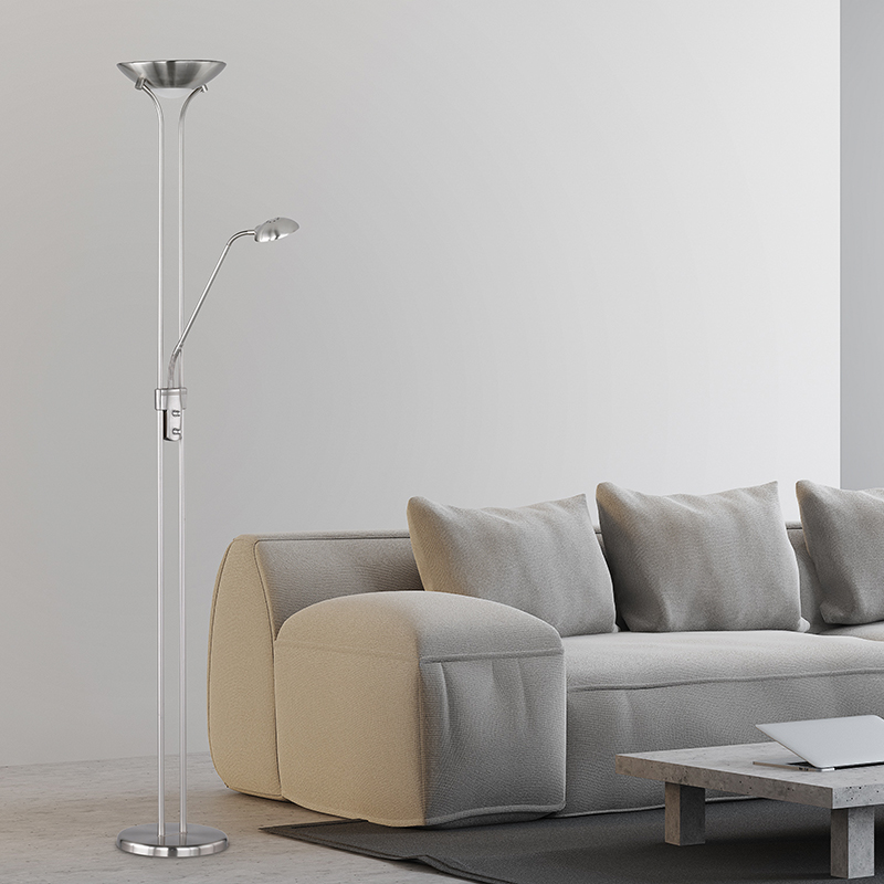 Lampada da terra moderna nera, Aiden, 20W, 3000K LED, con interruttore