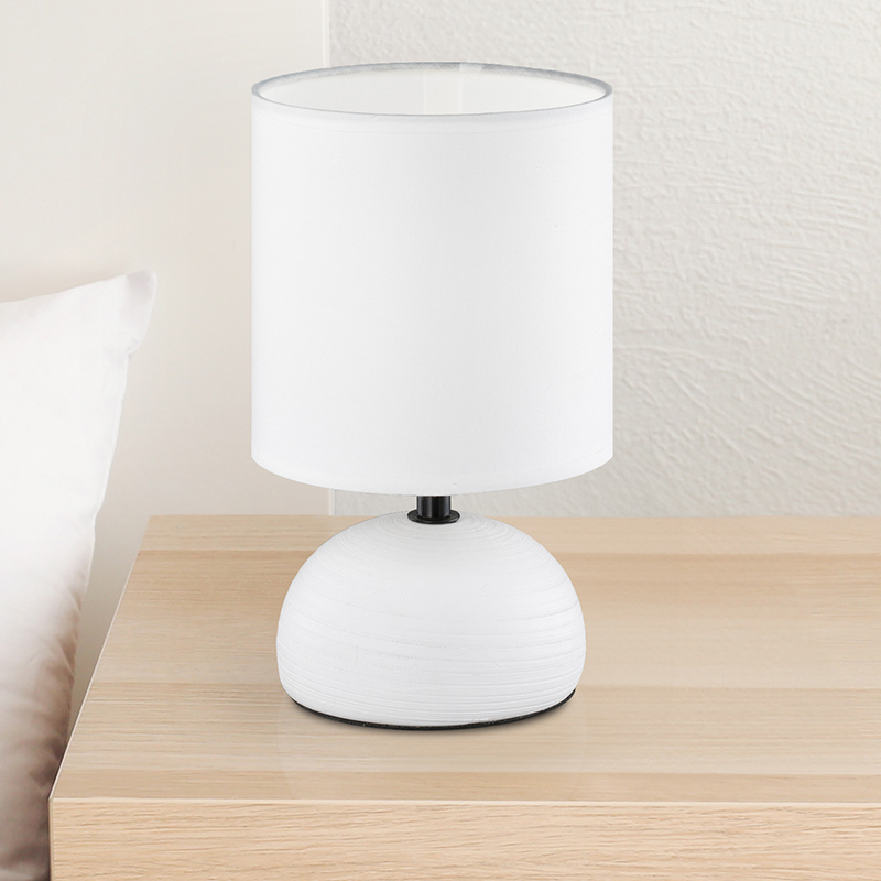 Lampada da tavolo in ceramica bianca, Yeraz, con interruttore