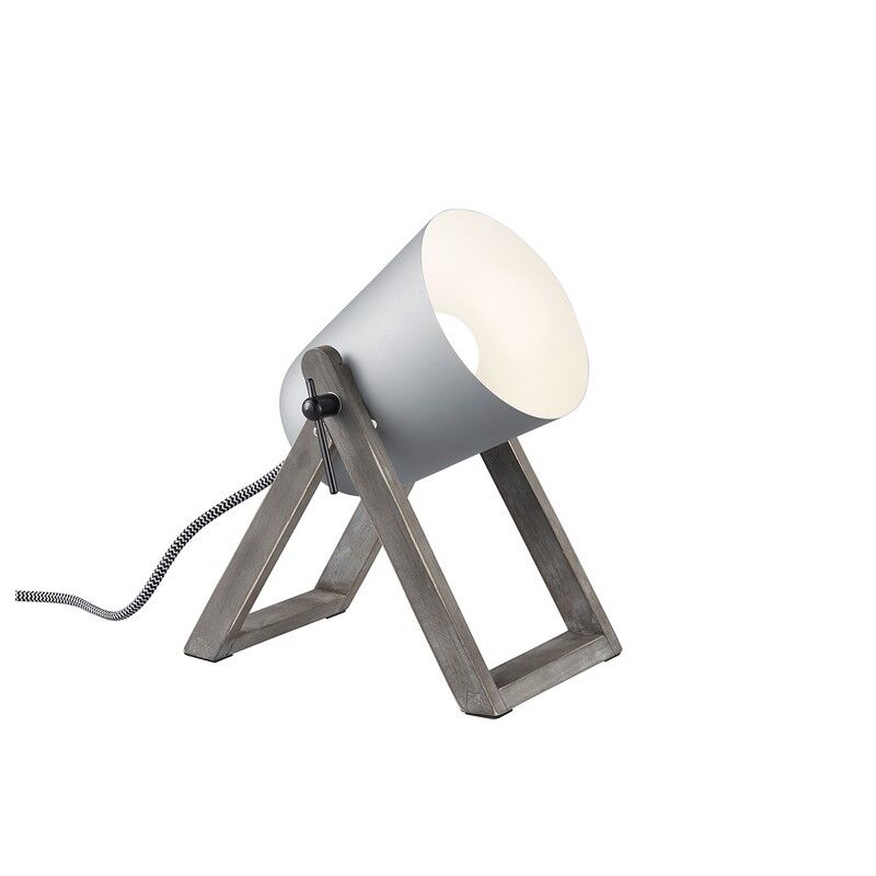Lampada da tavolo in legno grigia, Sacha, con interruttore