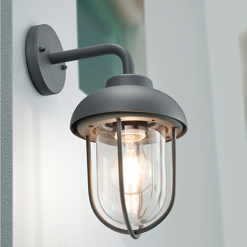 Lampada da esterno industriale antracite, Trevor, IP44