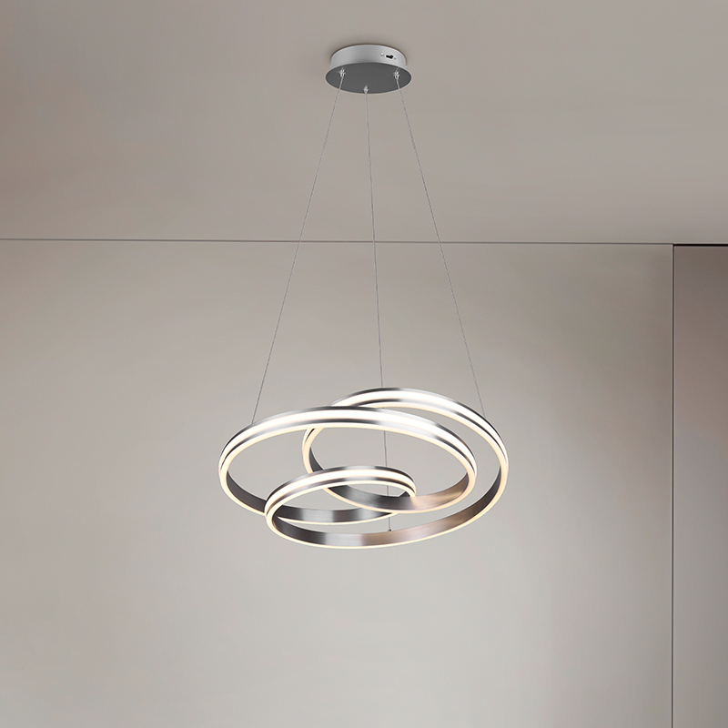 Lampada a sospensione moderna in nichel, Elyse, 60W, colore regolabile LED