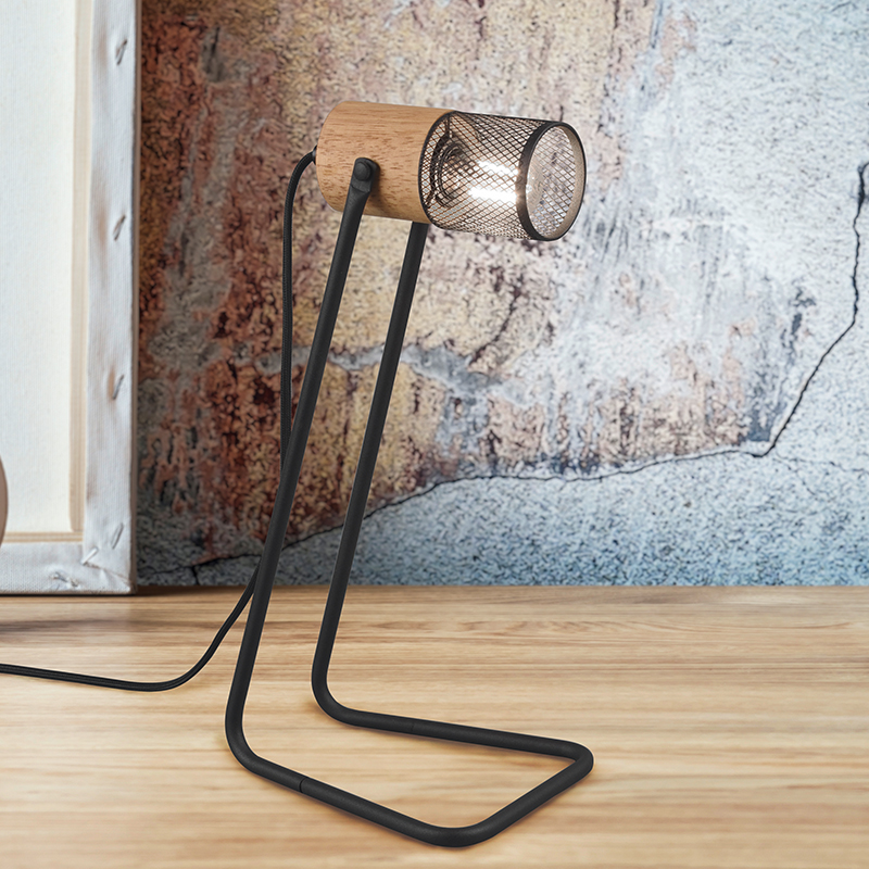 Lampada da tavolo vintage nera, Jessica, con interruttore