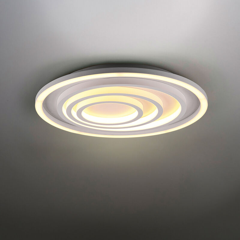 Plafoniera moderna bianca, Carolijn, 40W, bianco regolabile tra caldo e freddo LED, con telecomando