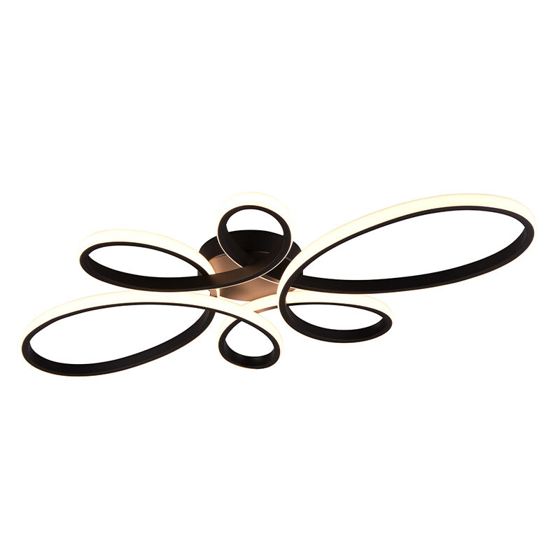 Lampada da soffitto design nera, Vikash, 32W, 3000K LED, dimmer in 3 fasi