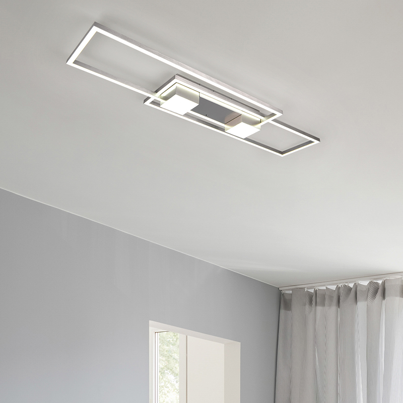 Plafoniera design in nichel, Sohaib, 37W, bianco regolabile tra caldo e freddo LED, dimmer in 3 fasi