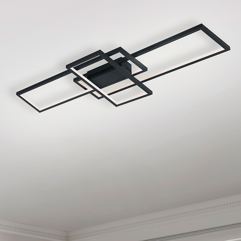 Plafoniera moderna antracite, Jetse, 36W, RGBW LED, con telecomando