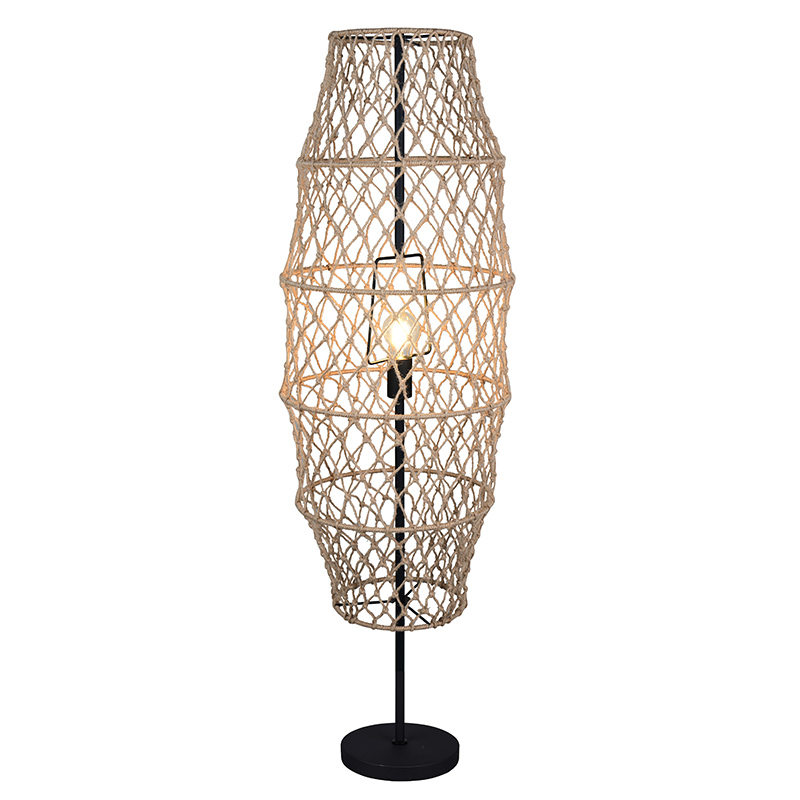 Lampada da terra rustica marrone, Liduina, con interruttore
