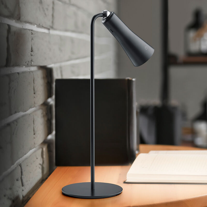 Lampada da tavolo nera metallo, Remko, 2W, 3000K LED, controllo touch