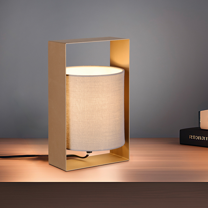 Lampada da tavolo moderna marrone, Radhika, con interruttore