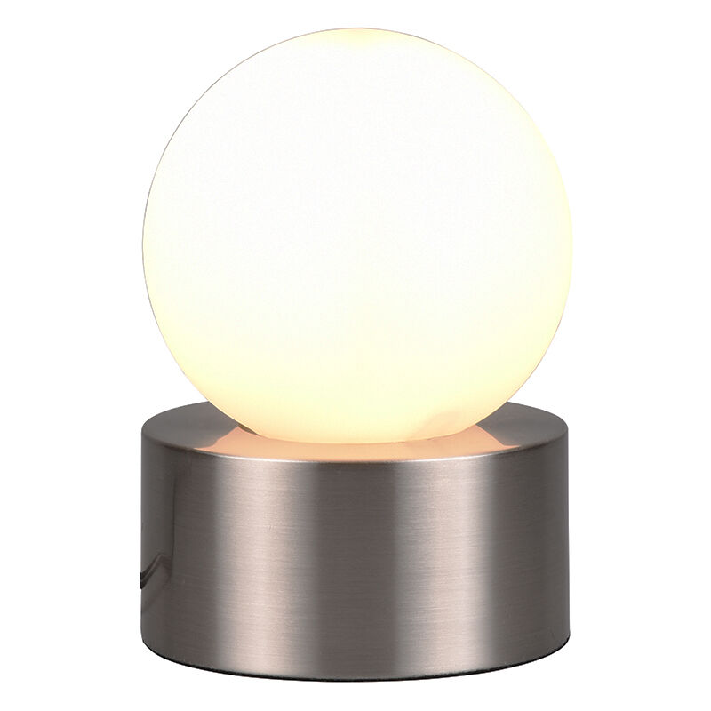 Lampada da tavolo moderna in nichel, Mirjam, con interruttore