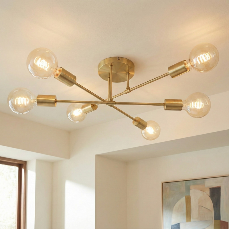 Lampada da soffitto dorata moderna, Amos Lampada da soffitto dorata moderna, Amos