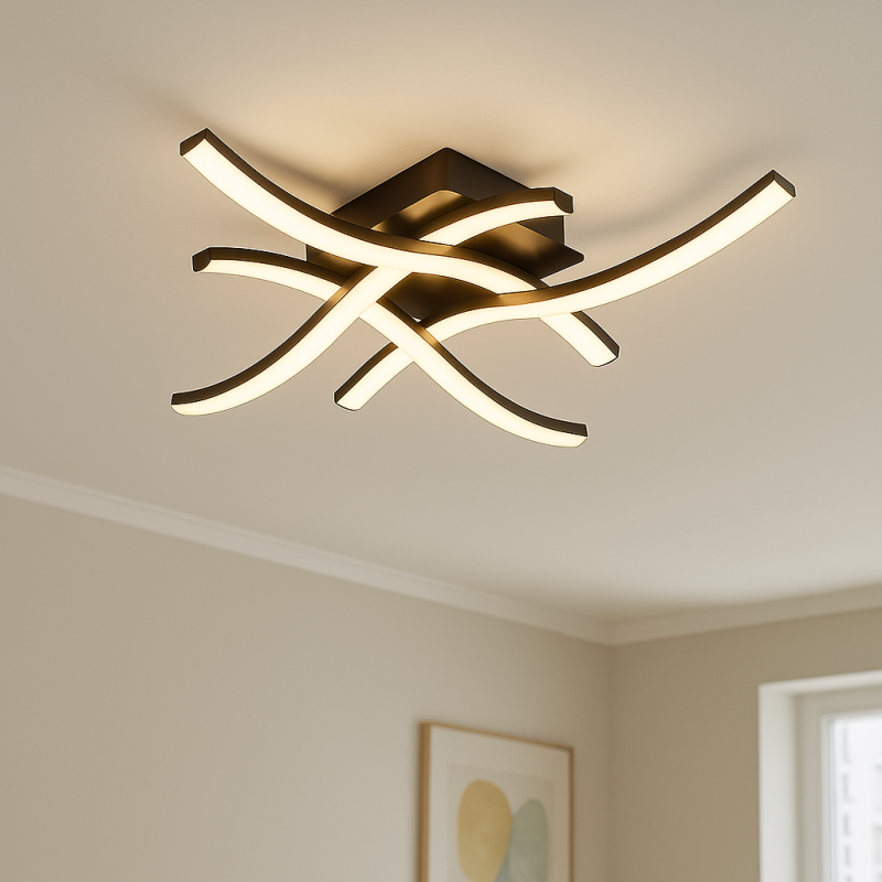 Lampada da soffitto nera moderna, Julian, 16W, 2700K LED, dimmer in 3 fasi