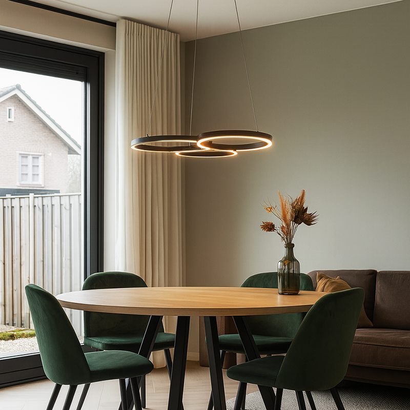 Lampada a sospensione nera design, Thalia, 36W, 2700K LED, dimmer in 3 fasi