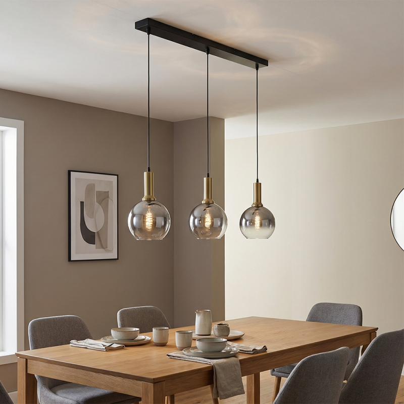 Lampada a sospensione grigia design, Emerson