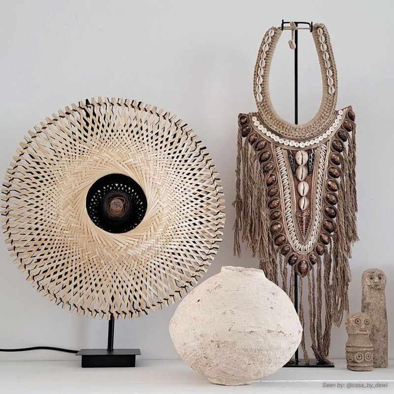 Lampada da tavolo in rattan marrone, Cordoba, con interruttore