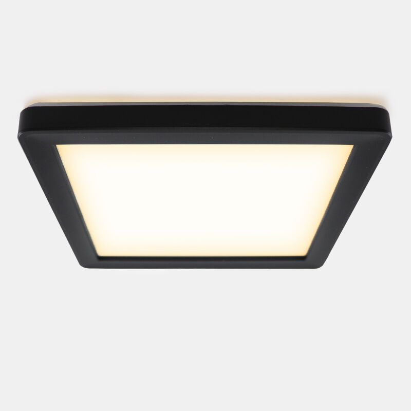Lampada da soffitto da bagno nera in plastica, Shivani, 15W, 3000K LED, IP44 Lampada da soffitto da bagno nera in plastica, Shivani, 15W, 3000K LED, IP44