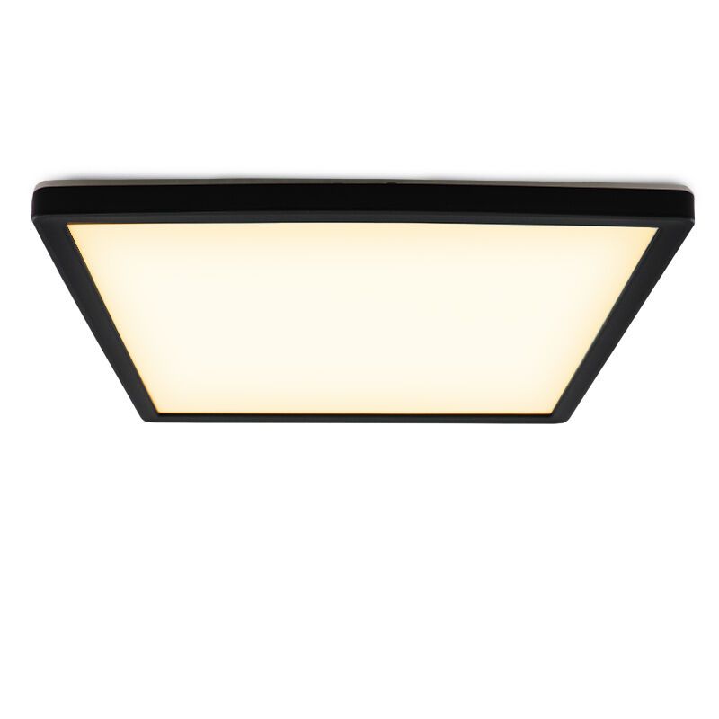 Plafoniera nera in plastica, Shona, 18W, 3000K LED, dimmer in 3 fasi