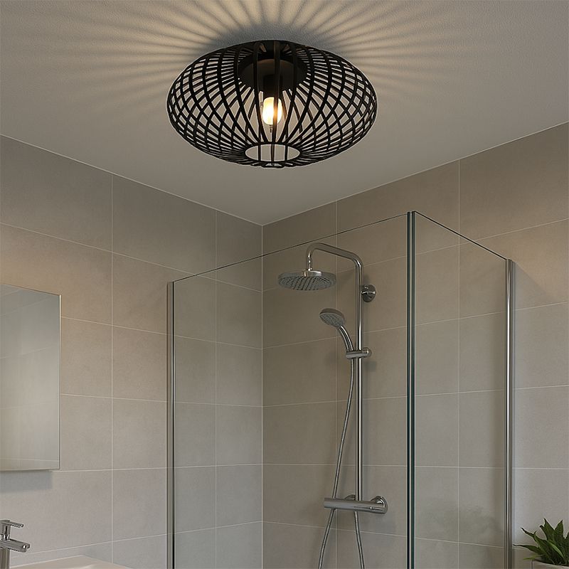Lampada da soffitto da bagno nera industriale, Lieve, IP44