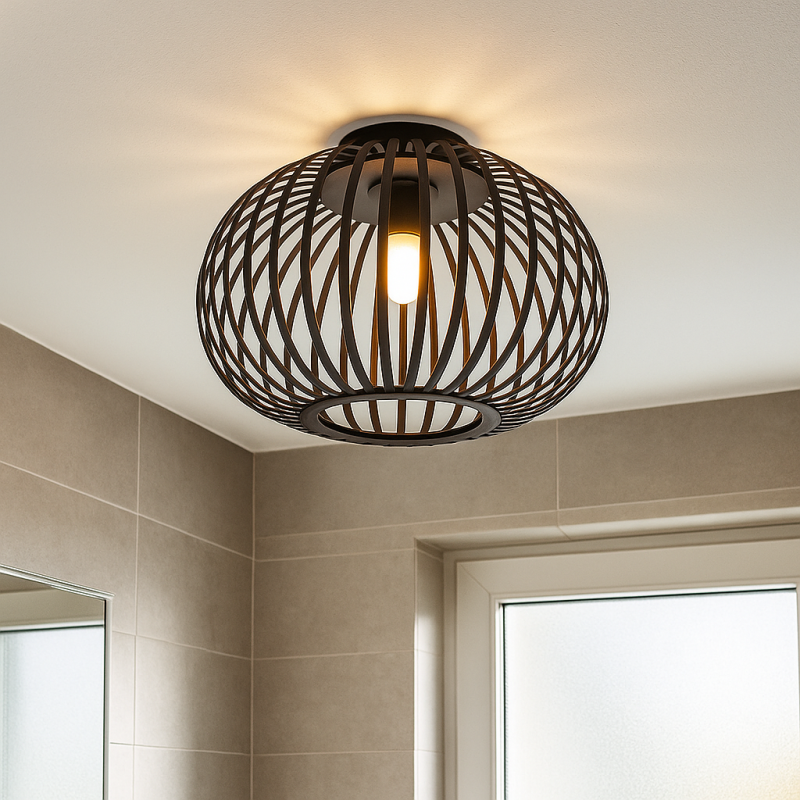 Lampada da soffitto da bagno nera industriale, Lieve, IP44 Lampada da soffitto da bagno nera industriale, Lieve, IP44