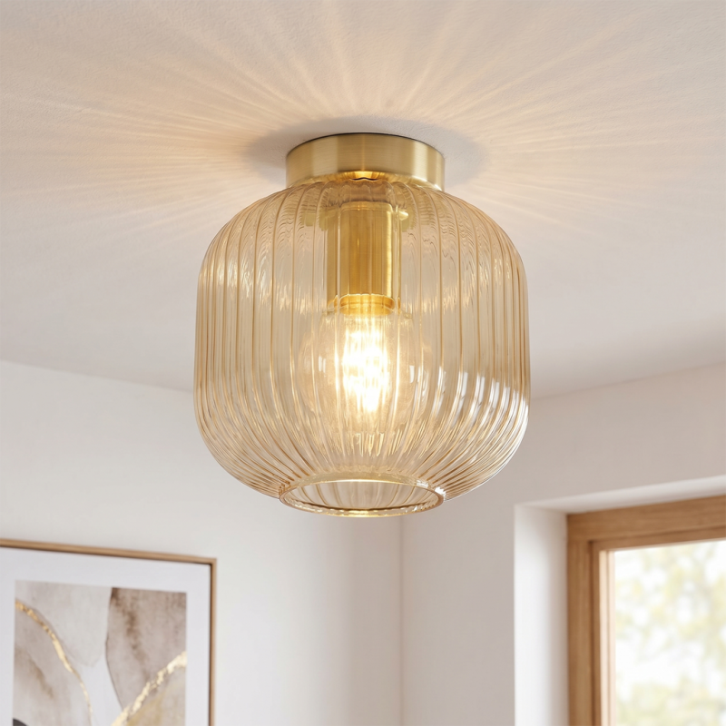 Lampada da soffitto ambrata retrò, Charlois