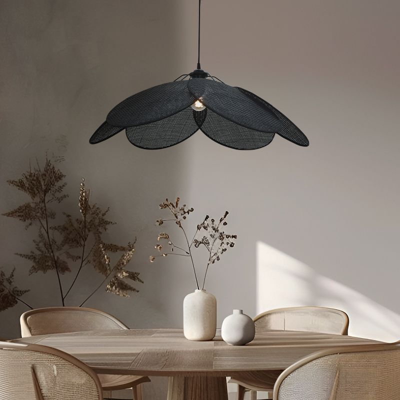 Lampada a sospensione in rattan nera, Rowen