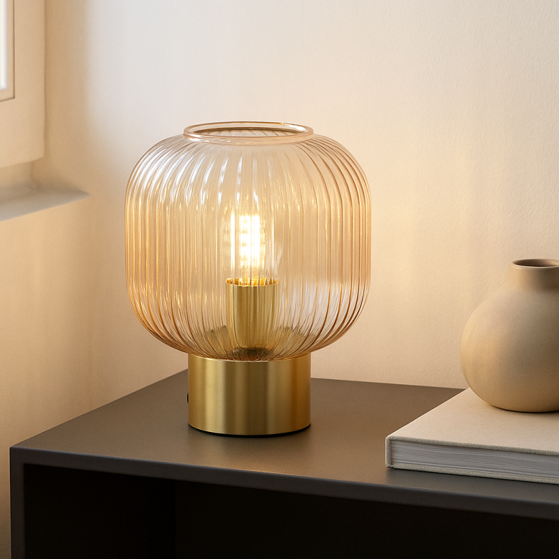 Lampada da tavolo rosa retrò, Charlois, con interruttore