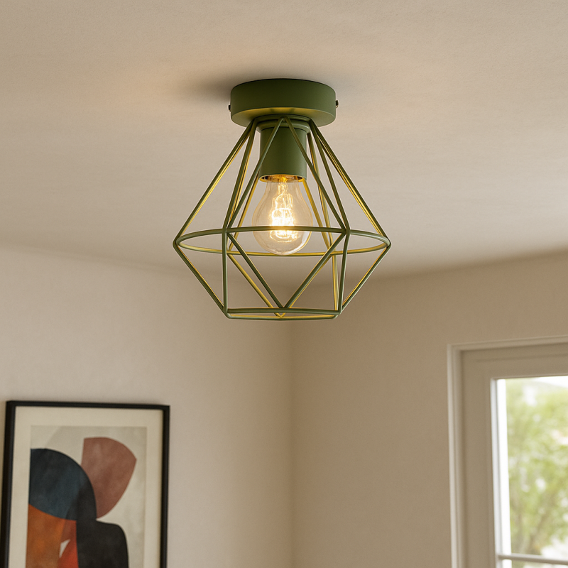 Lampada da soffitto verde industriale, Jochem Lampada da soffitto verde industriale, Jochem