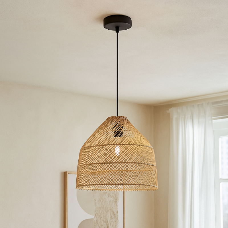 Lampada a sospensione in rattan marrone, Marcia Lampada a sospensione in rattan marrone, Marcia