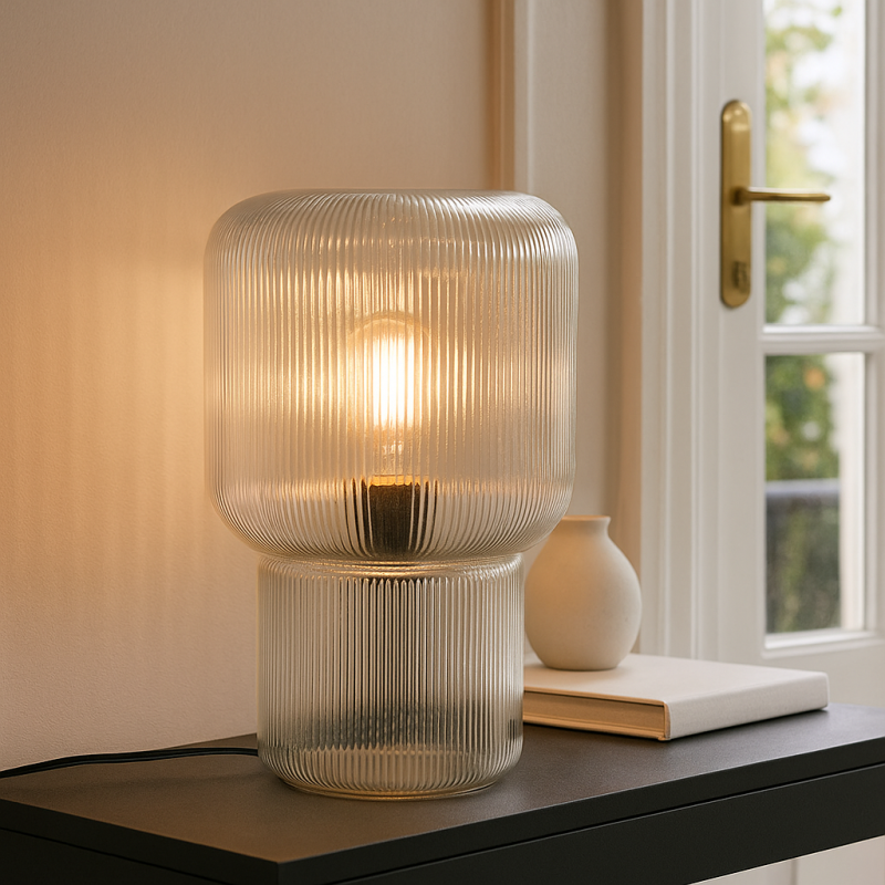 Lampada da tavolo trasparente design, Chelsea, con interruttore Lampada da tavolo trasparente design, Chelsea, con interruttore