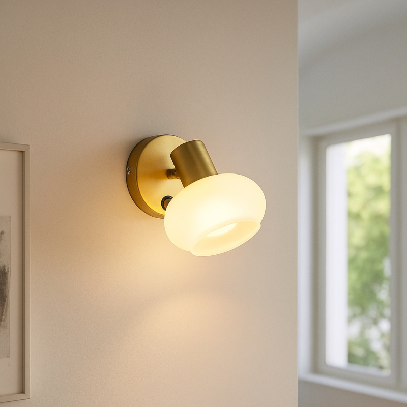 Faretto da parete bianco design, Skip, con interruttore