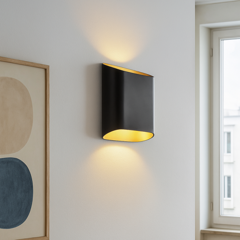 Lampada da parete up down nera moderna, Bouke