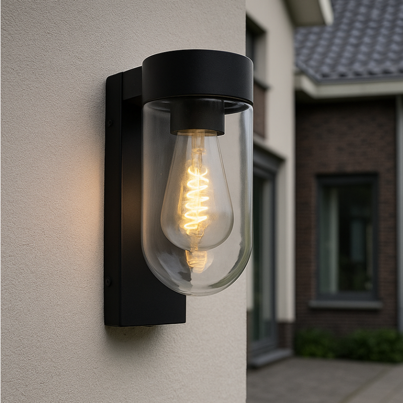 Applique da esterno con sensore crepuscolare nera in alluminio, Bella, IP44