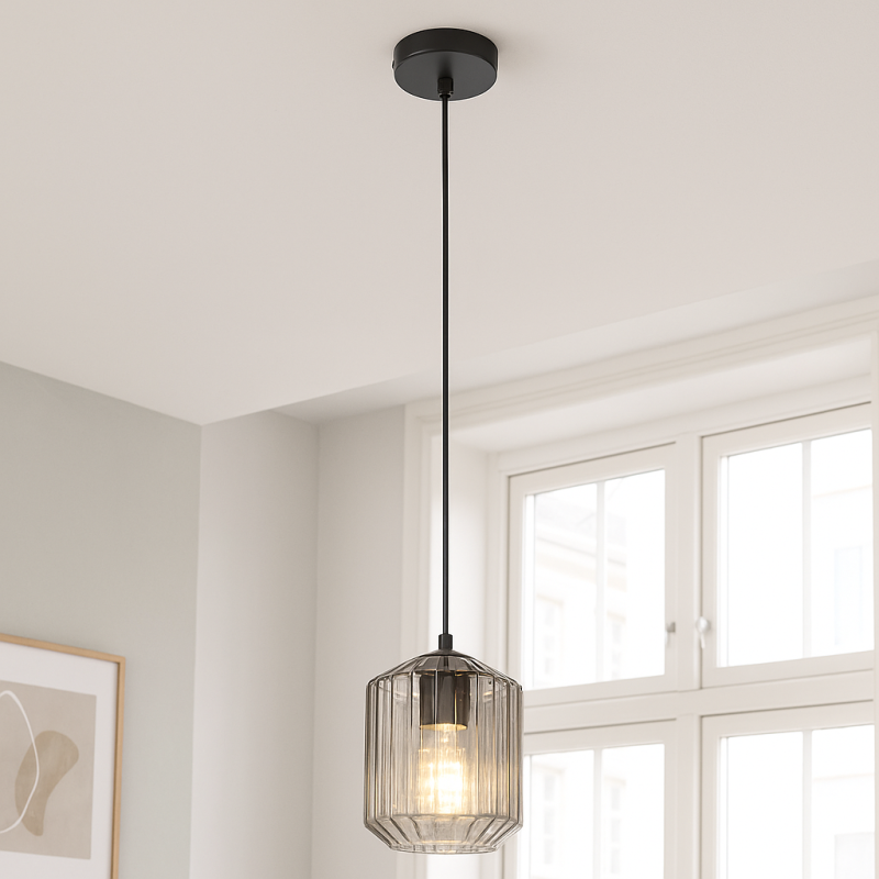 Lampada a sospensione trasparente retrò, Jisca Lampada a sospensione trasparente retrò, Jisca