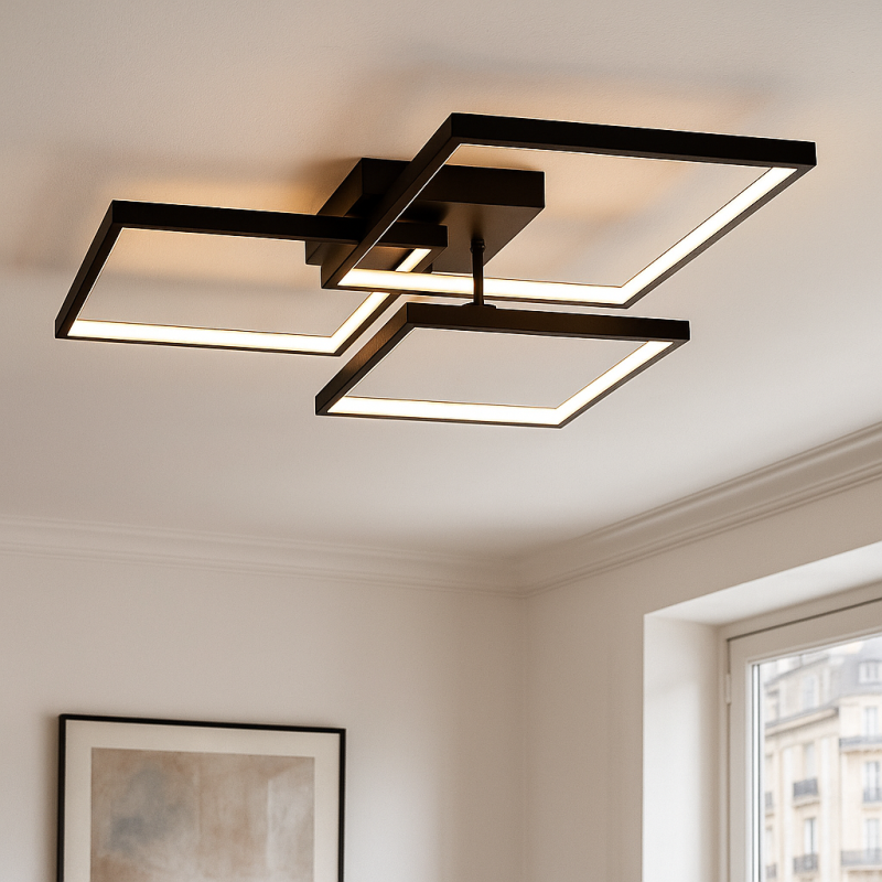 Lampada da soffitto nera moderna, Giorgio, 38W, 2700K LED