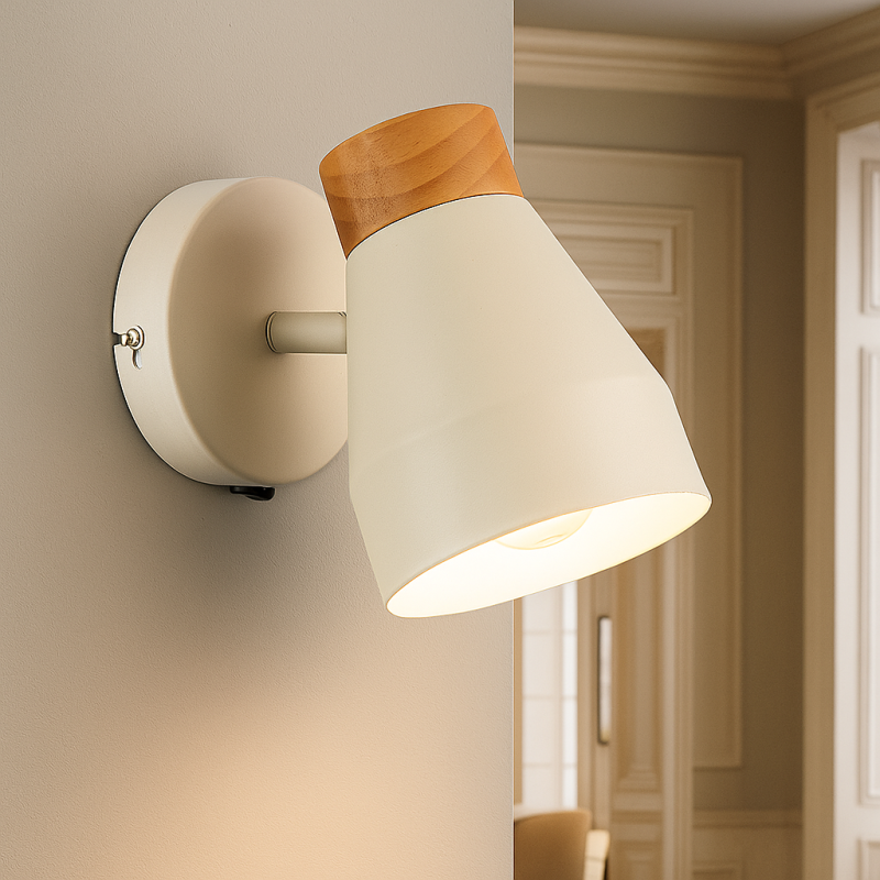Applique da parete beige rustica, Freddie, con interruttore Applique da parete beige rustica, Freddie, con interruttore