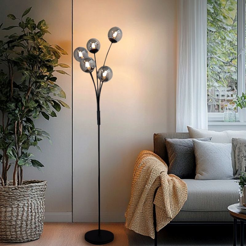 Lampada da terra grigia design, Stacy, con interruttore