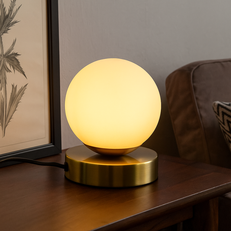 Lampada da tavolo bianca design, Stacy, con interruttore Lampada da tavolo bianca design, Stacy, con interruttore